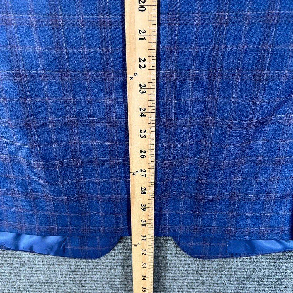 Hart Schaffner Marx Coat 44R Blue Windowpane Plaid Reda 1865 Wool New York Fit